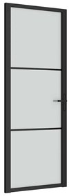 vidaXL Εσωτερική Πόρτα 76x201,5 εκ. Μαύρο Ματ Γυαλί και Αλουμίνιο