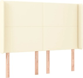 vidaXL Κρεβάτι Boxspring με Στρώμα &amp; LED Κρεμ 140x200 εκ. Συνθ. Δέρμα