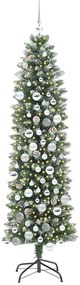 vidaXL Τεχνητό Λεπτό Χριστουγεννιάτικο Δέντρο Πράσινο και Λευκό 180 cm
