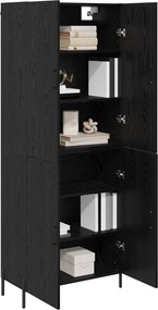vidaXL Highboard Μαύρη Οξυά 69,5 x 34 x 180 εκ. Επεξεργασμένο Ξύλο