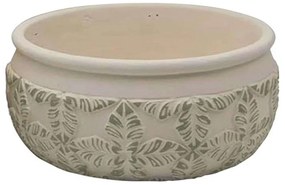 Κασπώ Φύλλα 06-00-23459 Φ20x9cm Ecru-Green Marhome Ceramic