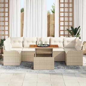 vidaXL Σετ Καναπέ Κήπου με αποθήκευση 8 pcs Μπεζ Πολυ ράταν