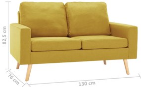 vidaXL Καναπές Διθέσιος Κίτρινος Υφασμάτινος