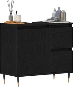 vidaXL Ντουλάπι Μπάνιου Μαύρη Οξυά 65 x 33 x 60 εκ Επεξεργασμένο Ξύλο