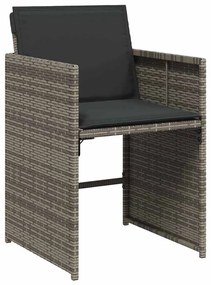 vidaXL Σέτ φαγητού για κήπο με μαξιλάρι 5 pcs Γκρι Πολυ ράταν