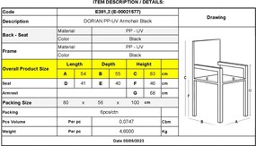 DORIAN Πολυθρόνα Κήπου Βεράντας PP-UV Μαύρο   6τμχ