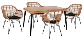 ΣΕΤ 5ΤΜΧ ALLEGRA WICKER ΜΕ ΤΡΑΠΕΖΙ 140X80Χ78Υ ΜΠΕΖ &amp; ΜΑΥΡΟ ΧΡΩΜΑ HM10508