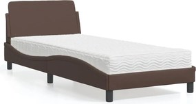 vidaXL Κρεβάτι με Στρώμα Dover Καφέ 80 x 200 εκ. Συνθετικό Δέρμα