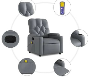 vidaXL Πολυθρόνα Μασάζ Ανακλινόμενη Γκρι από Συνθετικό Δέρμα