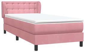 Κρεβάτι Boxspring με Στρώμα Ροζ 80x220 εκ. Βελούδινο - Ροζ