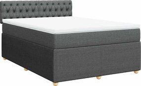 vidaXL Κρεβάτι Boxspring με Στρώμα Σκούρο Γκρι 140x200 εκ Υφασμάτινο