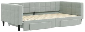 vidaXL Καναπές Κρεβάτι Συρόμενος Αν. Γκρι 100x200εκ Βελούδο &amp; Συρτάρια