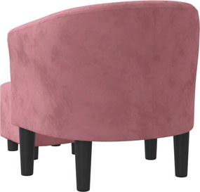 vidaXL Πολυθρόνα Μπάρελ με Υποπόδιο Ροζ Βελούδινη