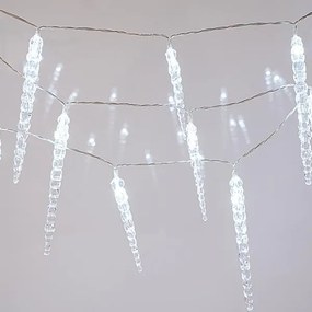 Eurolamp Βροχή 20 LED 285x16cm Ψυχρό Λευκό Με Σταλακτίτες Επεκτεινόμενη IP44 Διαφανές Καλώδιο 600-11433