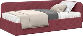 vidaXL Κρεβάτι Γωνίας Κόκκινο 90 x 190 cm ύφασμα