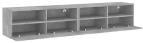 vidaXL Ντουλάπια Τοίχου Τηλ. 2 τεμ. Γκρι Σκυρ. 80x30x30εκ. Επεξ. Ξύλο