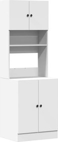 vidaXL Στήλη Κουζίνας Λευκή 60 x 50 x 180 εκ. από Επεξεργασμένο Ξύλο