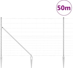 vidaXL Συρματόπλεγμα με ακίδες 50 x 1,5 m Ασημί Δίχτυ