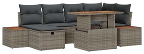 vidaXL Σετ Καναπέ Κήπου Ρυθμιζόμενο ύψος 7 pcs Γκρι συνθετικό ρατάν