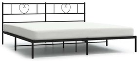 vidaXL Πλαίσιο Κρεβατιού με Κεφαλάρι Μαύρο 193 x 203 εκ. Μεταλλικό