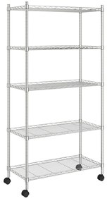 vidaXL Ραφιέρα 5 Επιπέδων με Τροχούς Χρωμέ 75x35x155 εκ. 250 κ.