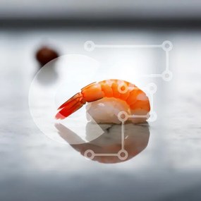 Intra Συλλεκτικό Ξύλινο Παζλ Plywood  4mm - Sushi Nigiri με γαρίδες σε μαρμάρινη επιφάνεια Σε Ξύλινο Κουτί - Διαστάσεις: 10x10 cm – 25 κομμάτια