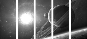 Εικόνα 5 μερών πλανήτης στο διάστημα σε ασπρόμαυρο