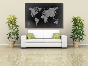 Εικόνα ενός παλιού παγκόσμιου χάρτη σε αφηρημένο φόντο σε ασπρόμαυρο - 120x80