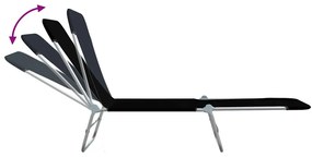 vidaXL Ξαπλώστρες Πτυσσόμενες 2 τεμ. Μαύρες από Ατσάλι / Ύφασμα