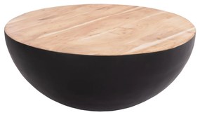 DECOR ROUND COFFEE TABLE BOWL  BLACK WITH ACACIA WOOD TOP Φ90X37.5Hcm.