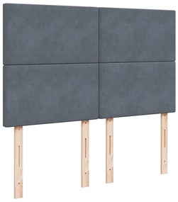 vidaXL Κρεβάτι Boxspring με Στρώμα Σκούρο Γκρι 140x200 εκ. Βελούδινο