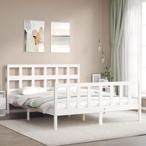 vidaXL Σκελετός Κρεβ. Χωρίς Στρώμα Λευκό 160x200 εκ Μασίφ Πεύκο