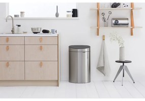 Brabantia Touch Bin New 650532, 40 l, αθόρυβο και ομαλό κλείσιμο, επίπεδη πλάτη, Inox/matt