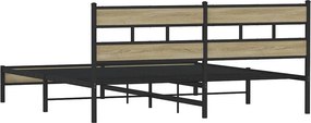 vidaXL Σκελετός Κρεβ. Χωρίς Στρώμα Sonoma Δρυς 200x200 εκ. Μεταλλικό