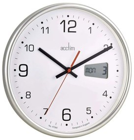 Ρολόι Τοίχου Με Ψηφιακή Ημερομηνία Kalendar ACCTIM22367 26,7x4,4cm Silver-White Acctim Metal, Glass