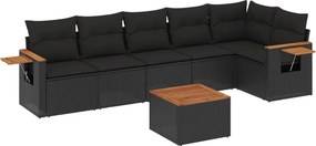 vidaXL Patio Sofa Set 6-θέσια Black