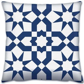 Μαξιλάρι Διακοσμητικό (Με Γέμιση) 417GRV2107 White-Blue Aberto Design 43X43 Polyester,Βαμβάκι