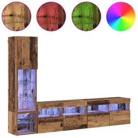Μονάδα Τοίχου Τηλεόρασης 4 pcs Παλιό ξύλο Επεξεργασμένο ξύλο