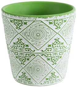 Κασπώ Aswan 20515 Φ14x13cm Green-White GloboStar Κεραμικό