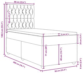 Κρεβάτι Boxspring με Στρώμα Σκούρο Καφέ 90x200 εκ. Υφασμάτινο - Καφέ