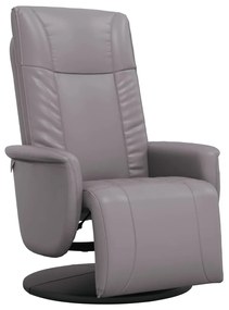 vidaXL Πολυθρόνα Ανακλινόμενη με Υποπόδιο Γκρι από Συνθετικό Δέρμα