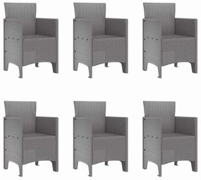 vidaXL Σέτ φαγητού για κήπο 7 pcs Ανοιχτό γκρι Rattan Polt