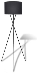 Φωτιστικό Δαπέδου με Καπέλο και Ψηλή Βάση Μαύρο