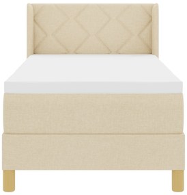vidaXL Κρεβάτι Box Spring με Στρώμα, Κρεμ, 80 x 200 cm Ύφασμα
