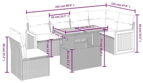 Καναπές Σετ 7 Τεμαχίων Μαύρο Συνθετικό Ρατάν με Μαξιλάρια - Μαύρο