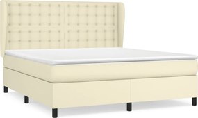 vidaXL Κρεβάτι Boxspring με Στρώμα Κρεμ 180x200 εκ. Συνθετικό Δέρμα