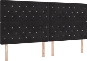 vidaXL Κρεβάτι Ottoman με Στρώμα και LED Μαύρο 200 x 200 cm Βελούδο
