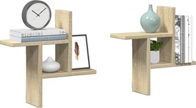 vidaXL Ραφιέρες Τοίχου 2 τεμ. Sonoma Δρυς 38x12x38 εκ. από Επεξ. Ξύλο
