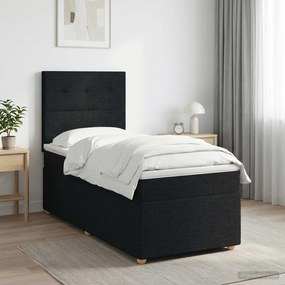 vidaXL Κρεβάτι box spring με στρώμα Μαύρο 80 x 200 cm Ύφασμα