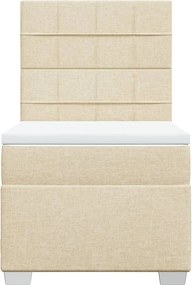 vidaXL Κρεβάτι Boxspring με Στρώμα Κρεμ 100 x 200 εκ. Υφασμάτινο